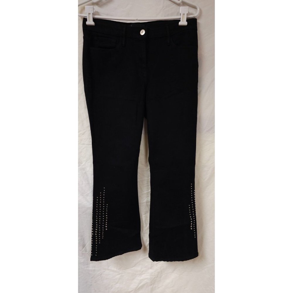 3x1 NYE Womens 30x28 Black Stretch Embellished Studded Flare Boot Jeans USA